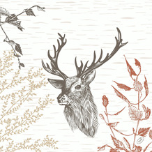 Duni Klassikservietten 40 x 40 cm, 4-Lagig geprägt, 1/ 4-Falz, Motiv Wood & Deer 50 Stück