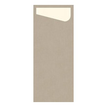 Duni Sacchetto Serviettentasche greige, 11,5 x 23 cm, Dunisoft Serviette cream, 60 Stück