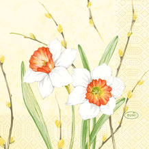 Duni Zelltuchservietten Daffodil Joy 24 x 24 cm 3-lagig 1/ 4 Falz 50 Stück