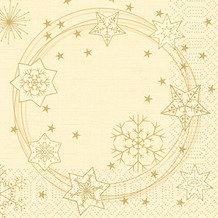 Duni Zelltuchservietten Star Shine cream 33 x 33 cm 3-lagig 1/ 4 Falz 250 Stück