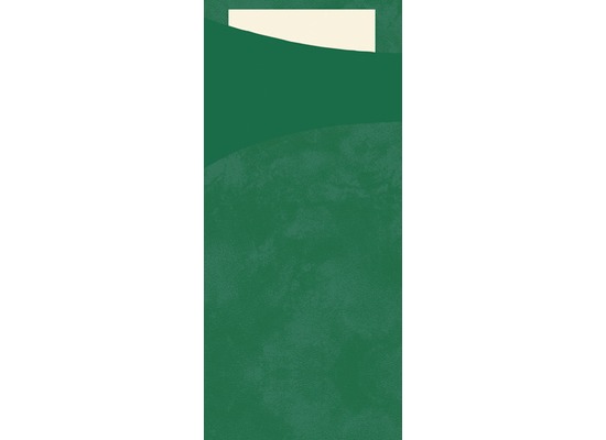 Duni Sacchetto Serviettentasche Uni dunkelgrün, 8,5 x 19 cm, Tissue Serviette 2lagig cream, 100 Stück