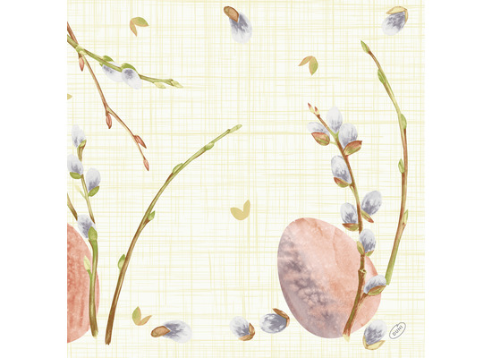Duni Dunisoft-Servietten Willow Easter 40 x 40 cm 1/4 Falz 60 Stück