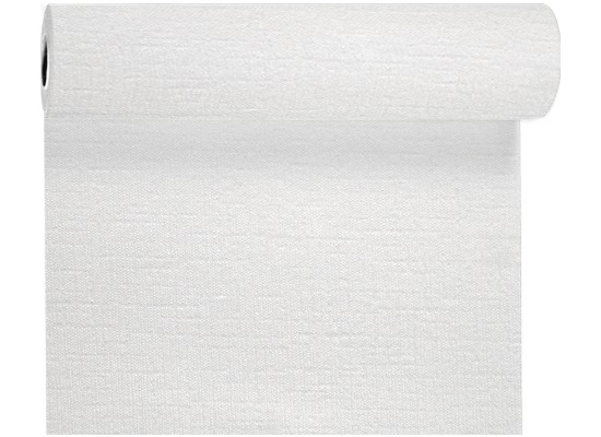 Duni Tête-à-Tête-Tischläufer aus Evolin alle 1,20 m lang perforiert, Uni weiß, 41 x 2400 cm