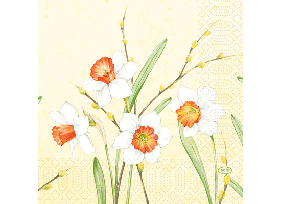 Duni Zelltuchservietten Daffodil Joy 33 x 33 cm 3-lagig 1/4 Falz 50 Stück