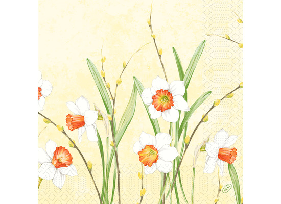 Duni Zelltuchservietten Daffodil Joy 40 x 40 cm 3-lagig 1/4 Falz 250 Stück